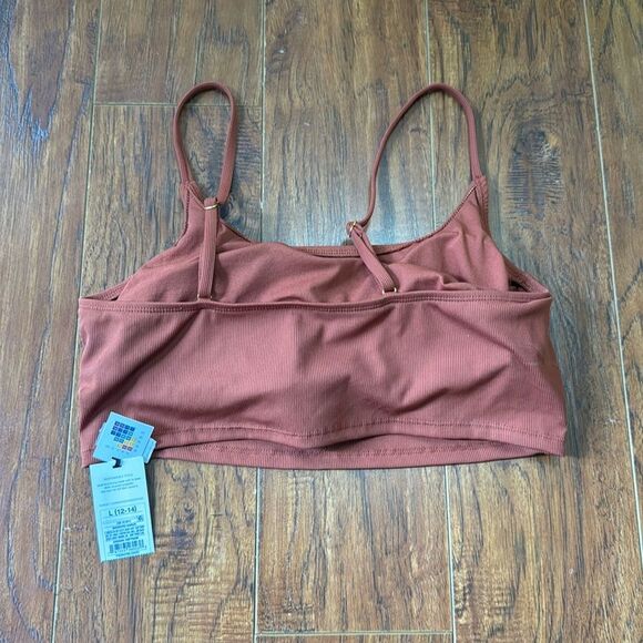 *NWT Shade & Shore Large (12-14) Brown Ribbed Bikini Swim Bralette Top - Picture 5 of 9